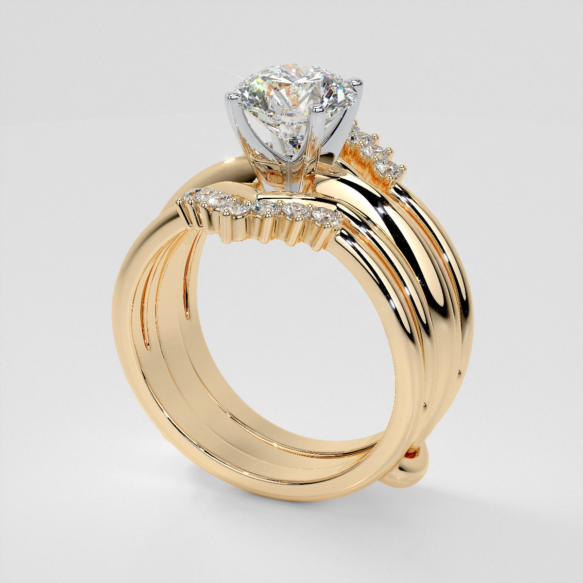 1/4 CTW Chevron Lab-Grown Diamond Ring Guard Wedding Band