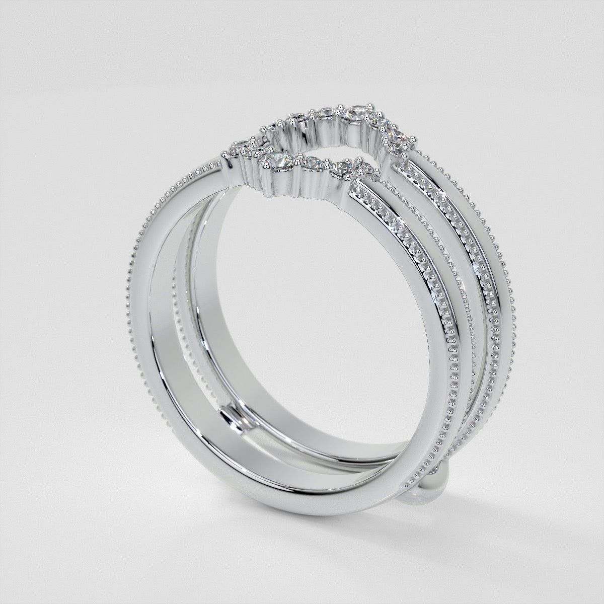 1/6 CTW Starry Nexus Milgrain Ring Guard Wedding Band