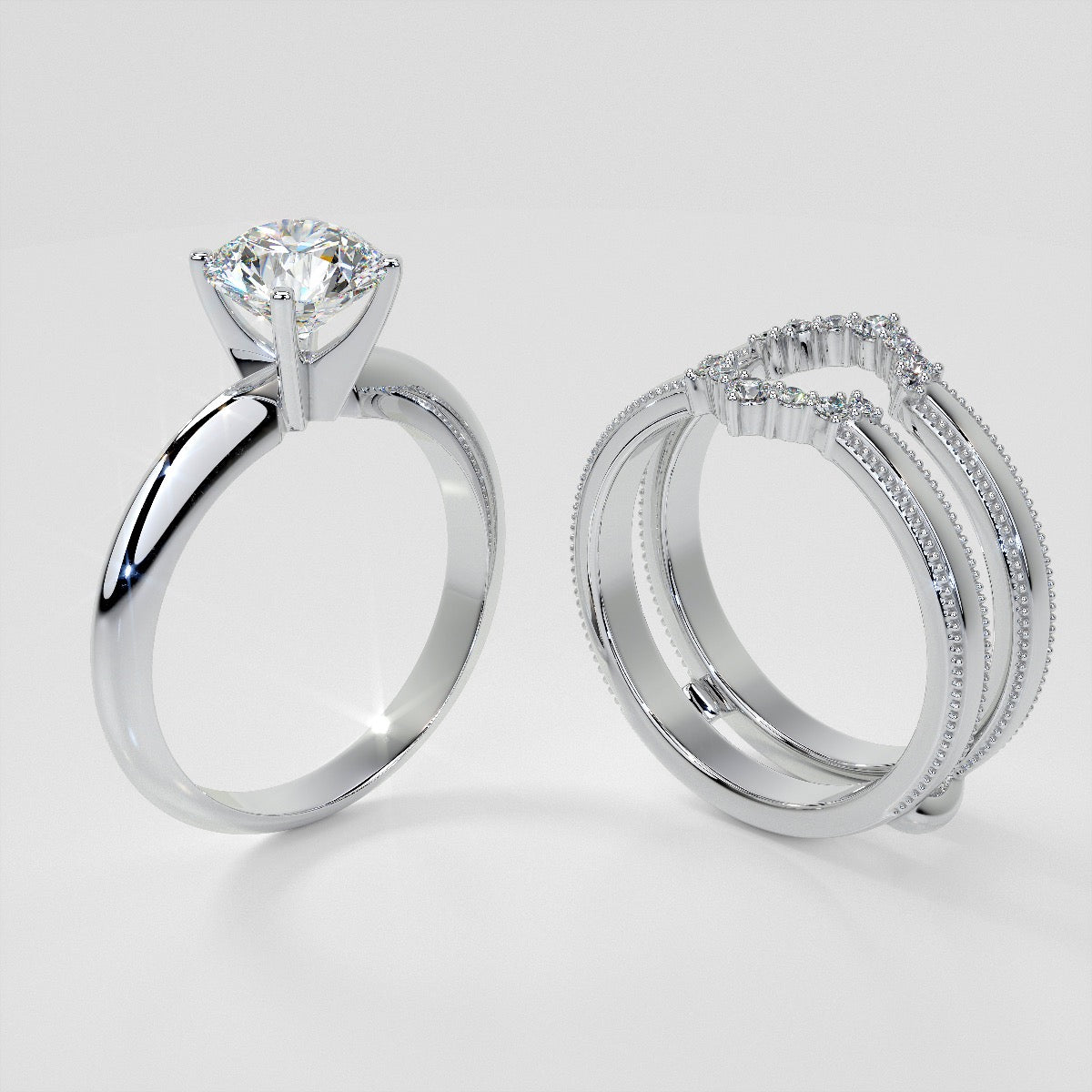 1/6 CTW Starry Nexus Milgrain Ring Guard Wedding Band