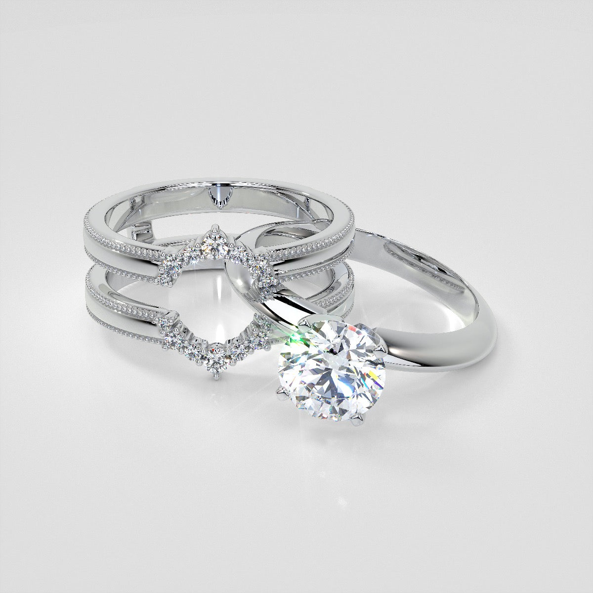 1/6 CTW Starry Nexus Milgrain Ring Guard Wedding Band