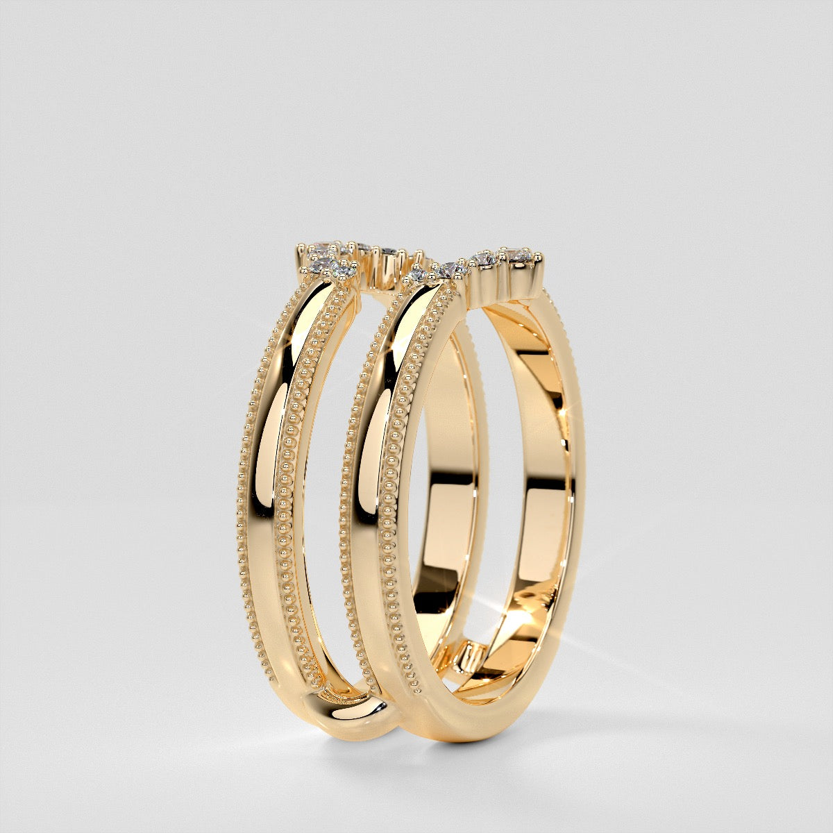1/6 CTW Starry Nexus Milgrain Ring Guard Wedding Band