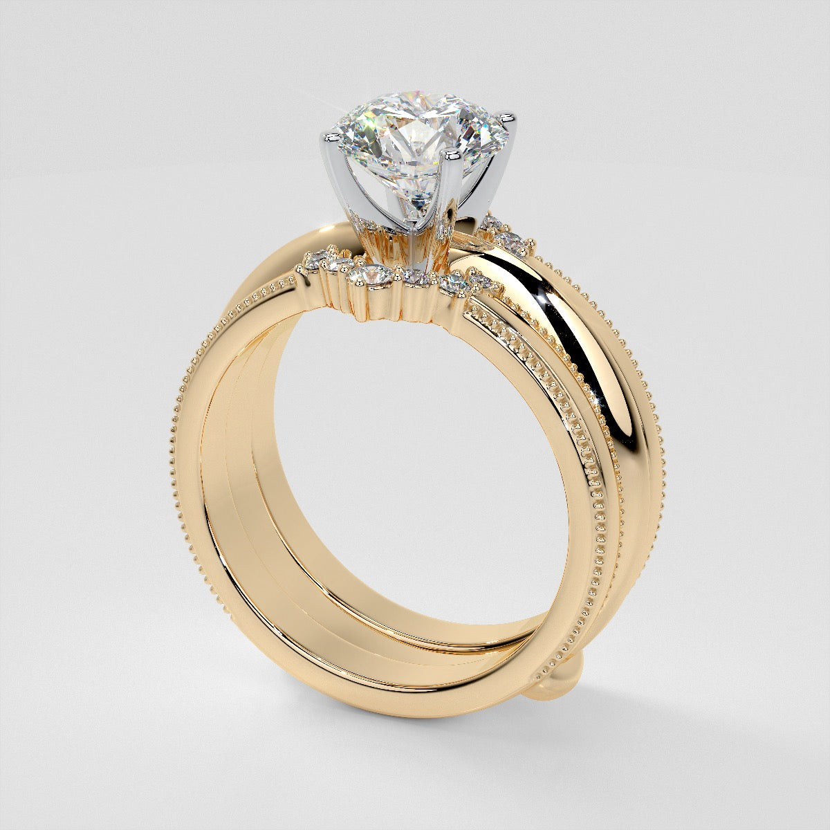 1/6 CTW Starry Nexus Milgrain Ring Guard Wedding Band