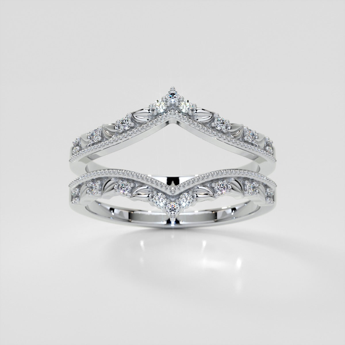 Chevron Milgrain Crown Lab Grown Diamond Contour Band .08 CTW