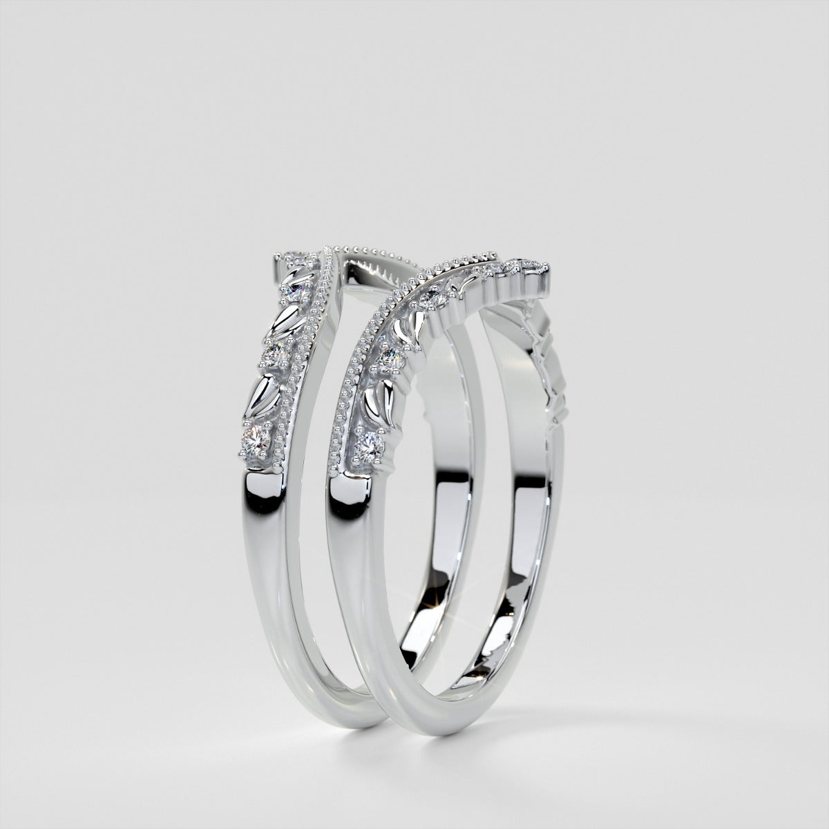 Chevron Milgrain Crown Lab Grown Diamond Contour Band .08 CTW