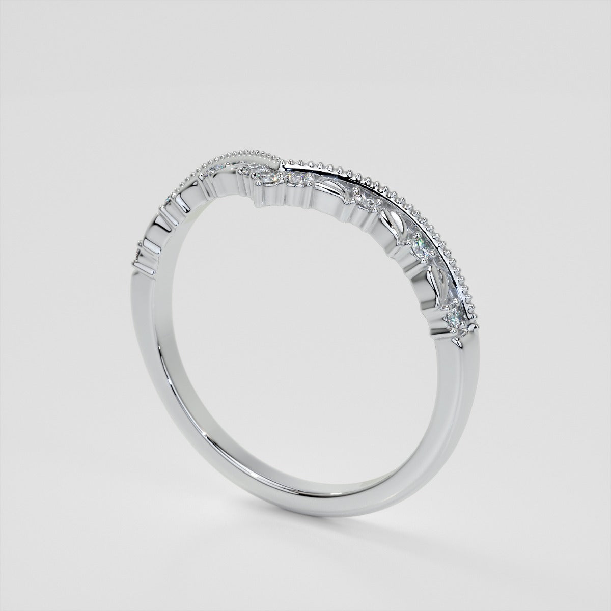 Chevron Milgrain Crown Lab Grown Diamond Contour Band .08 CTW