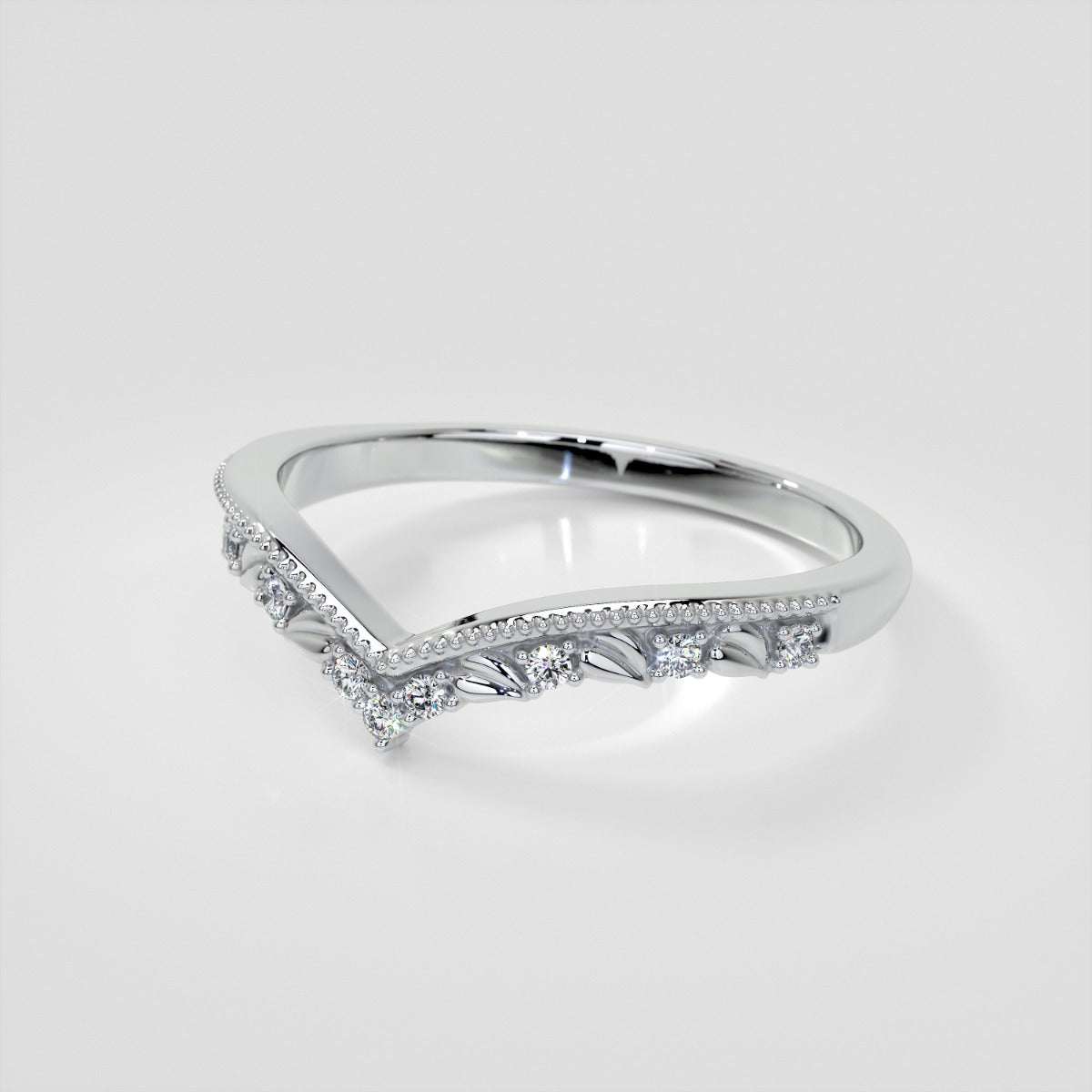 Chevron Milgrain Crown Lab Grown Diamond Contour Band .08 CTW