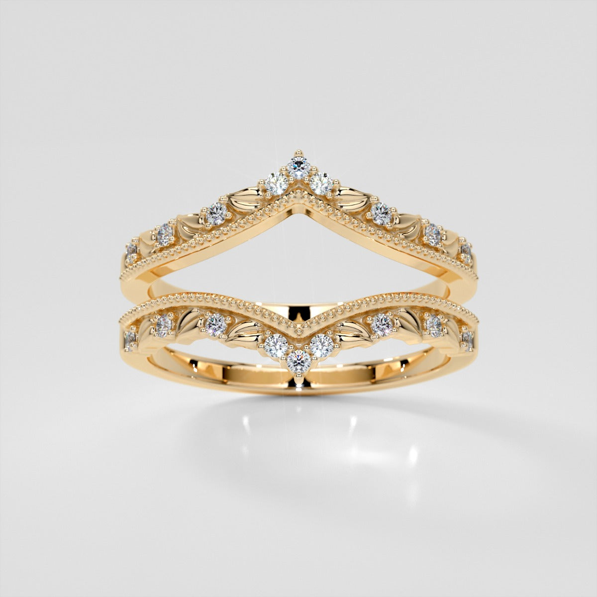 Chevron Milgrain Crown Lab Grown Diamond Contour Band .08 CTW