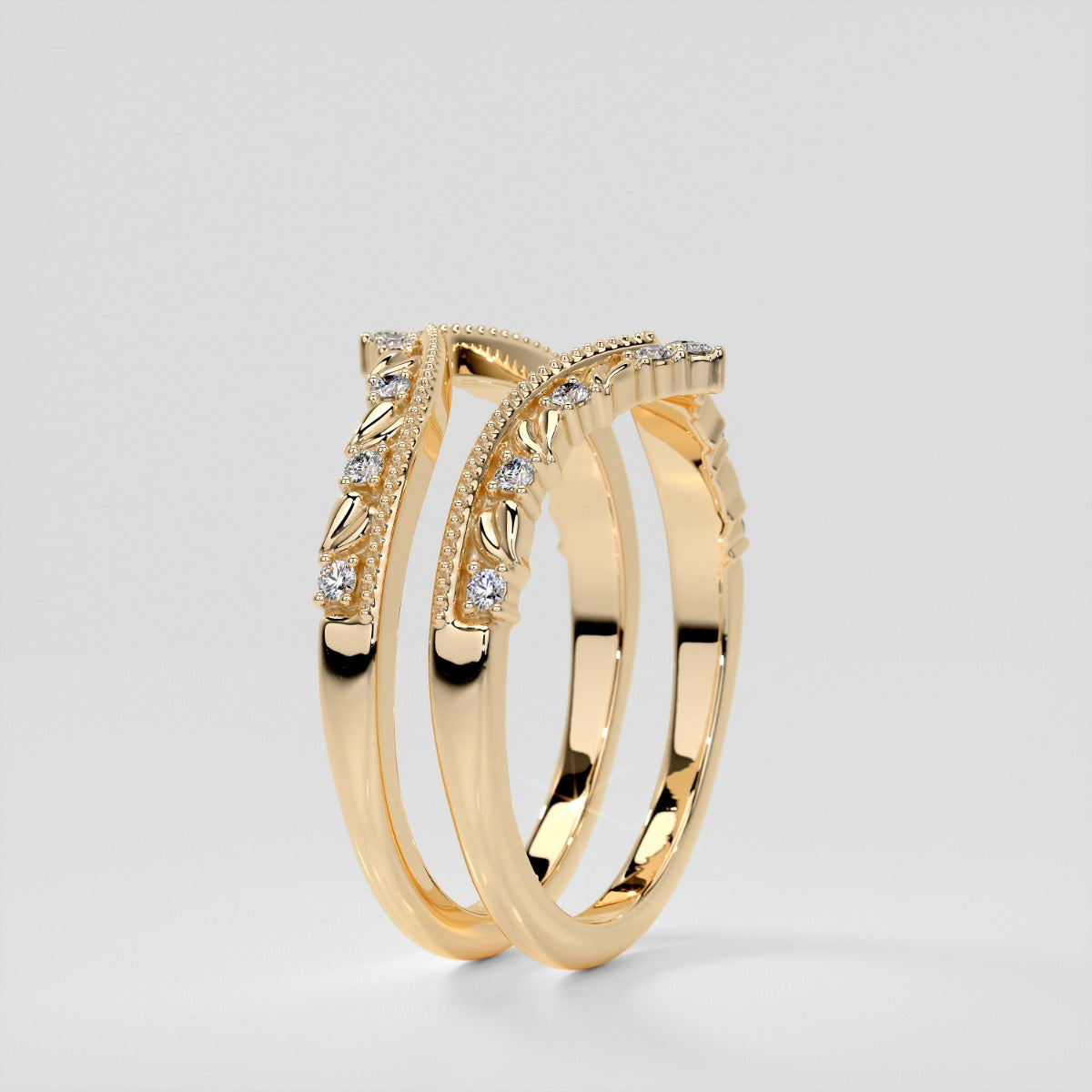Chevron Milgrain Crown Lab Grown Diamond Contour Band .08 CTW