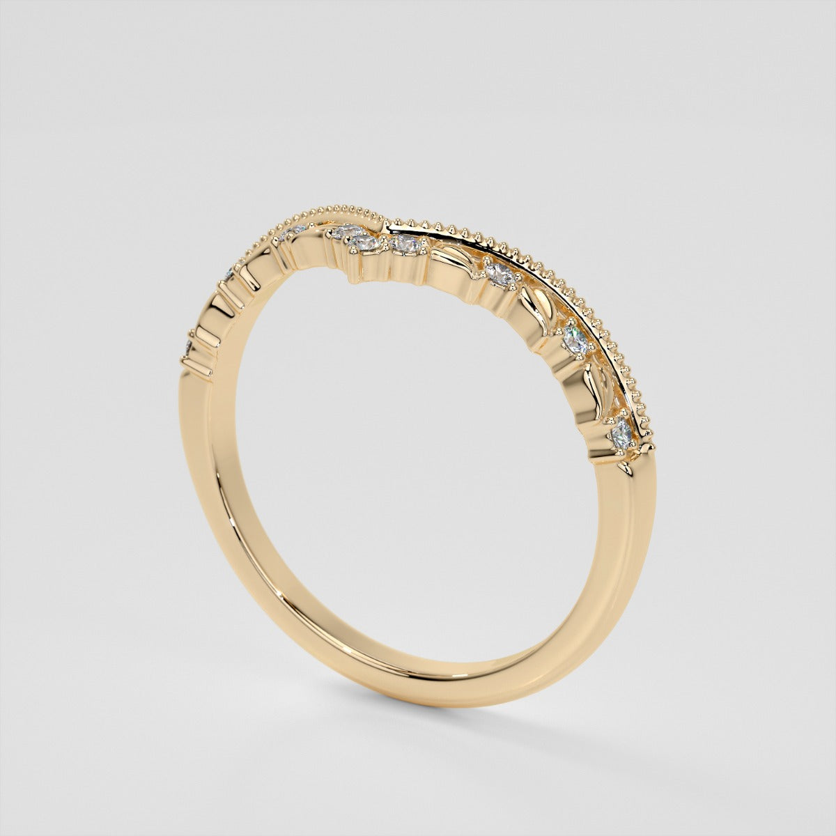 Chevron Milgrain Crown Lab Grown Diamond Contour Band .08 CTW