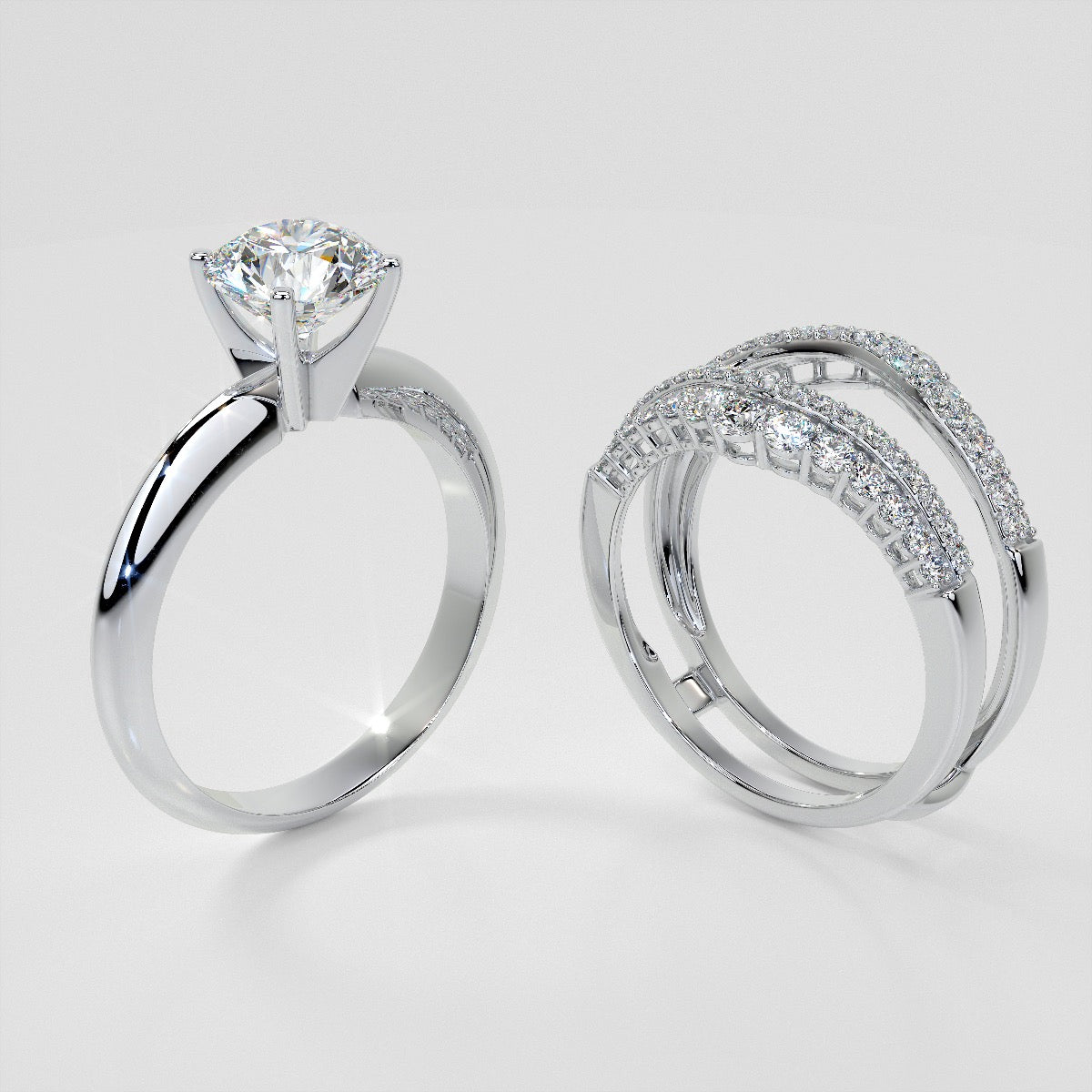 1 CTW Lab Grown Diamond Ring Guard Wedding Band in 14K Gold