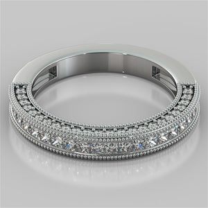 Princess Cut Wedding Band with Round Accents