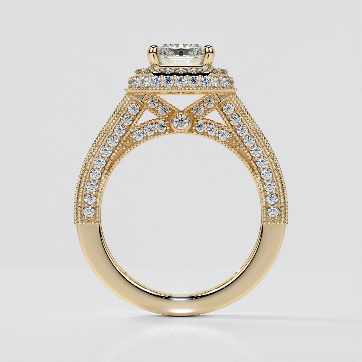 Double-Tier Octagonal Halo Radiant Cut Trio Wedding Set