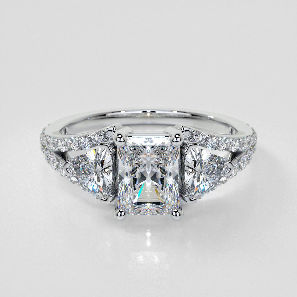 1.5Ct Lab Grown Diamond Radiant Cut Split Shank Engagement Ring