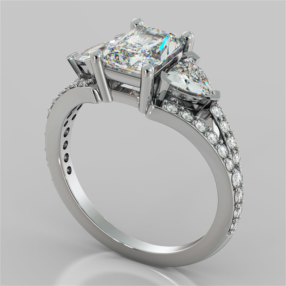 2.68Ct Radiant Cut Split Shank Engagement Ring Available in 14K White Gold - Same Day Shipping!