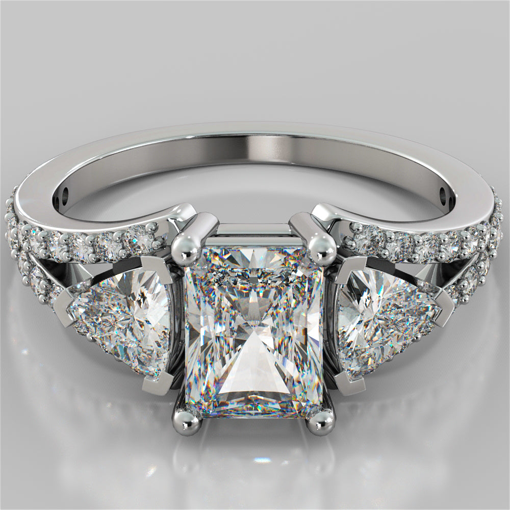 2.68Ct Radiant Cut Split Shank Engagement Ring Available in 14K White Gold - Same Day Shipping!