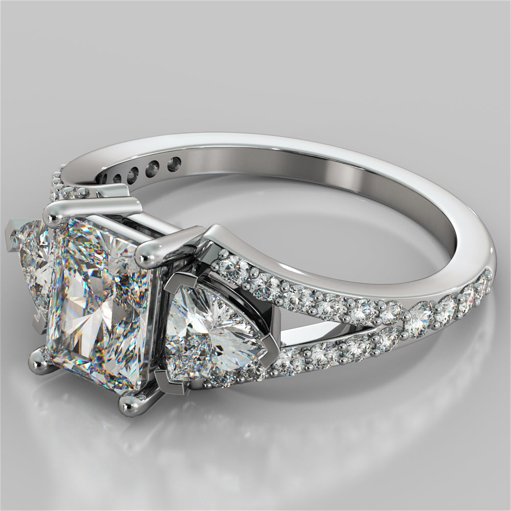 2.68Ct Radiant Cut Split Shank Engagement Ring Available in 14K White Gold - Same Day Shipping!