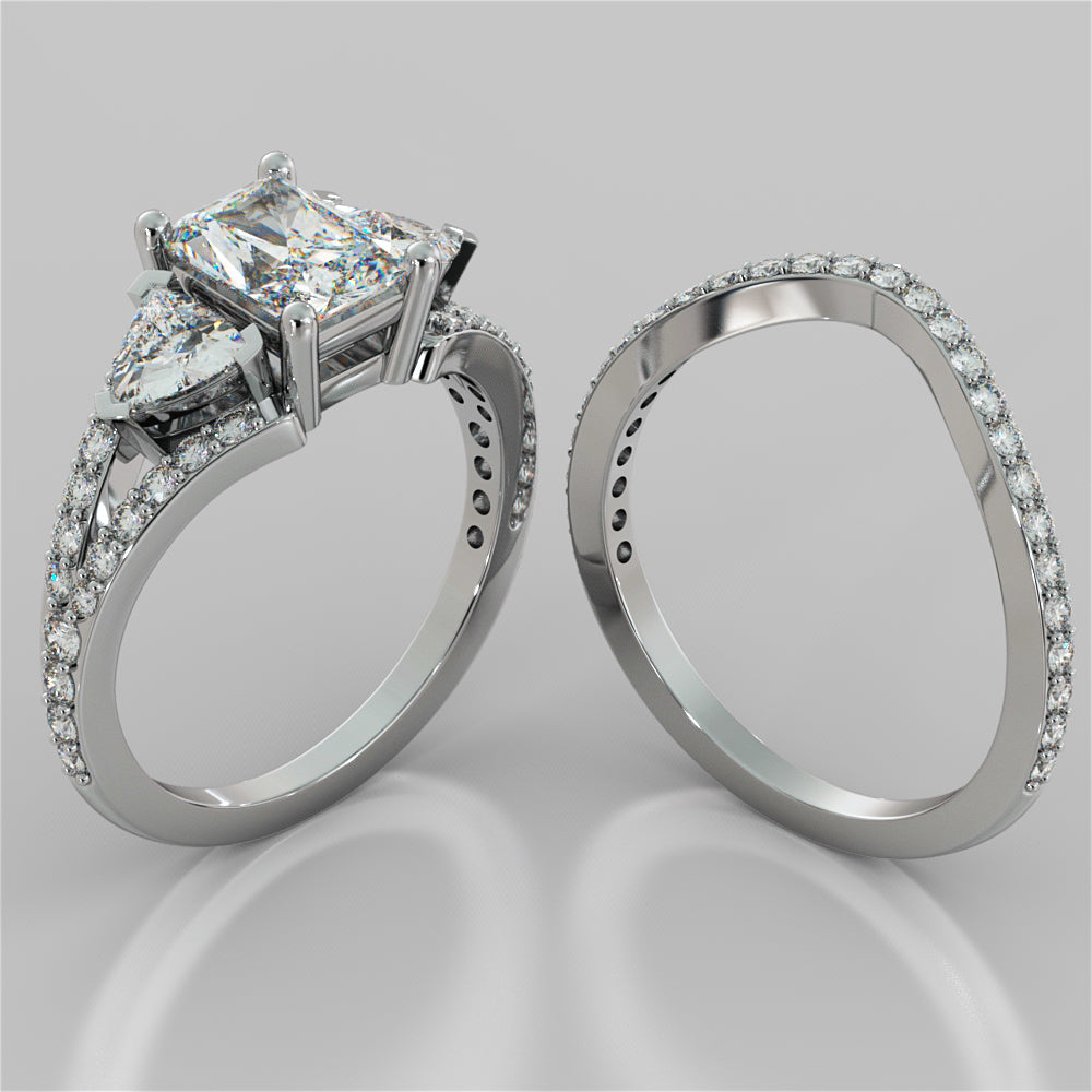 2.68Ct Radiant Cut Split Shank Engagement Ring Available in 14K White Gold - Same Day Shipping!