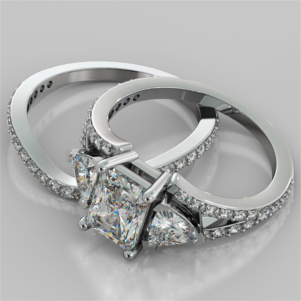 2.68Ct Radiant Cut Split Shank Engagement Ring Available in 14K White Gold - Same Day Shipping!