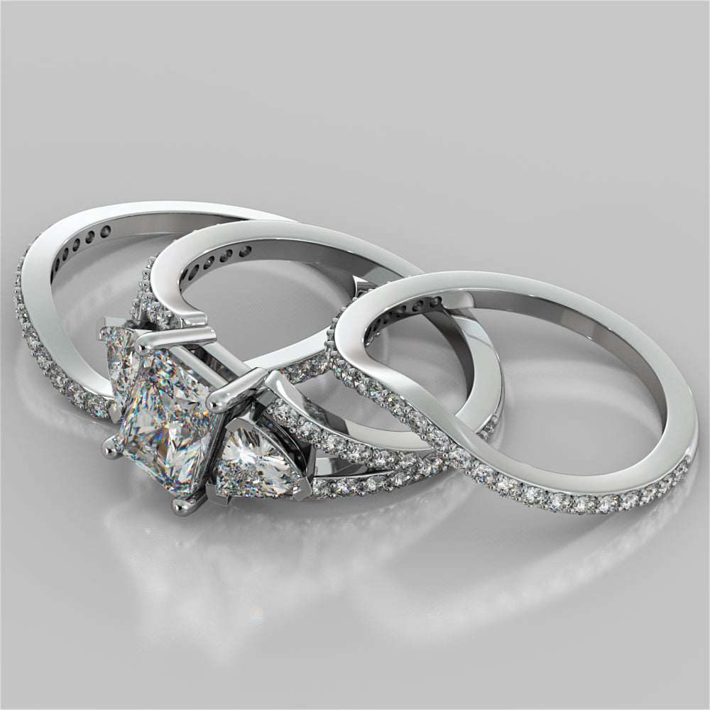 2.68Ct Radiant Cut Split Shank Engagement Ring Available in 14K White Gold - Same Day Shipping!