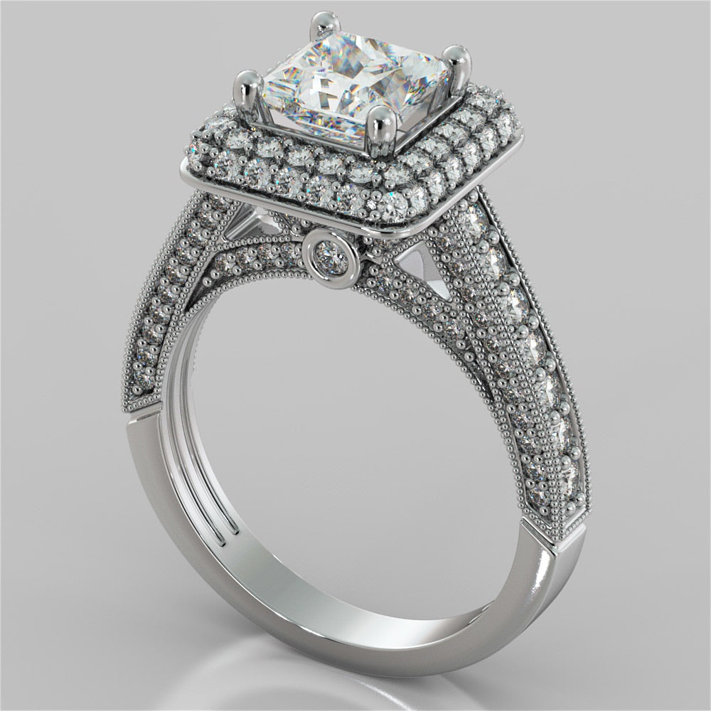 Cathedral Crisscross-Style Princess Cut Wedding Set