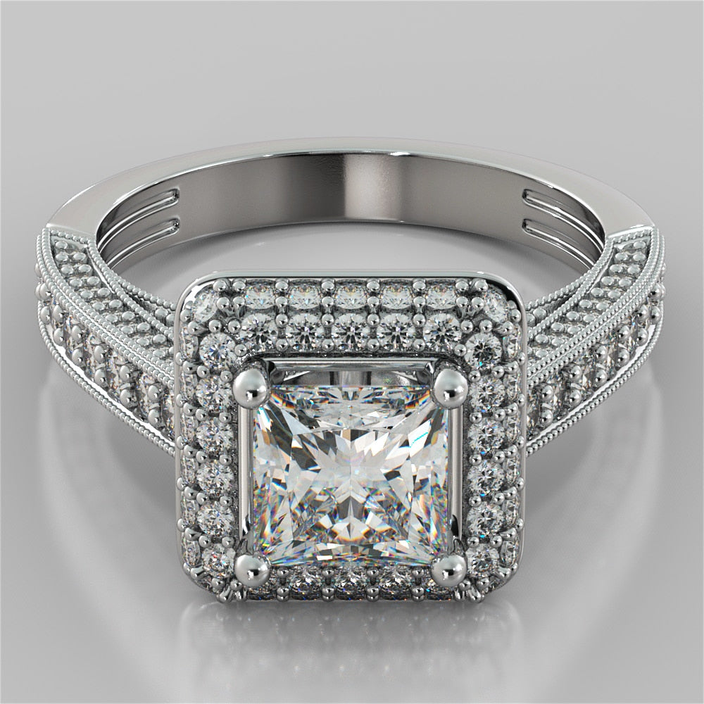 Cathedral Crisscross-Style Princess Cut Wedding Set