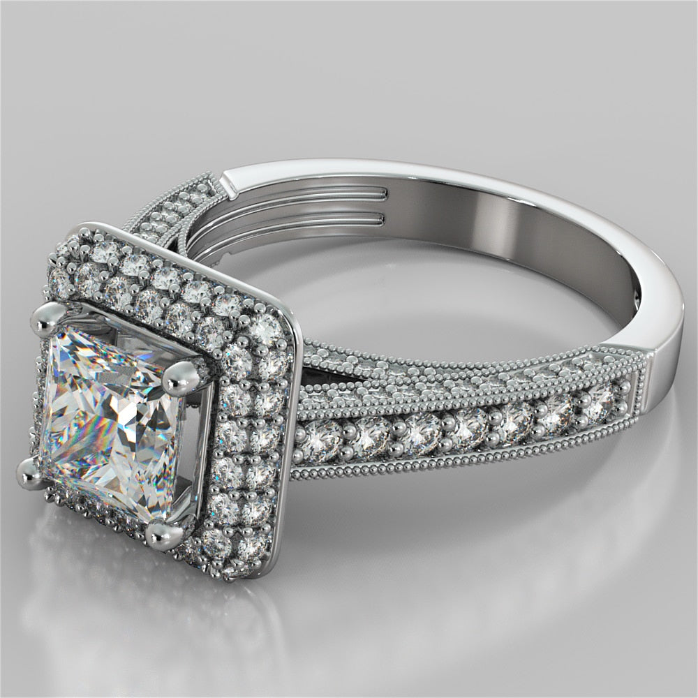 Cathedral Crisscross-Style Princess Cut Wedding Set