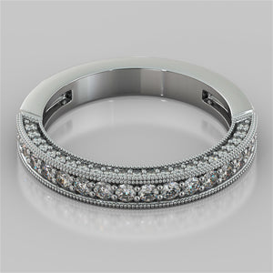 Round Cut Wedding Band with Pavé Style Setting