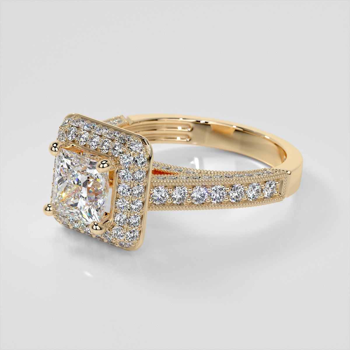 Princess Cut Crisscross Cathedral Engagement Ring
