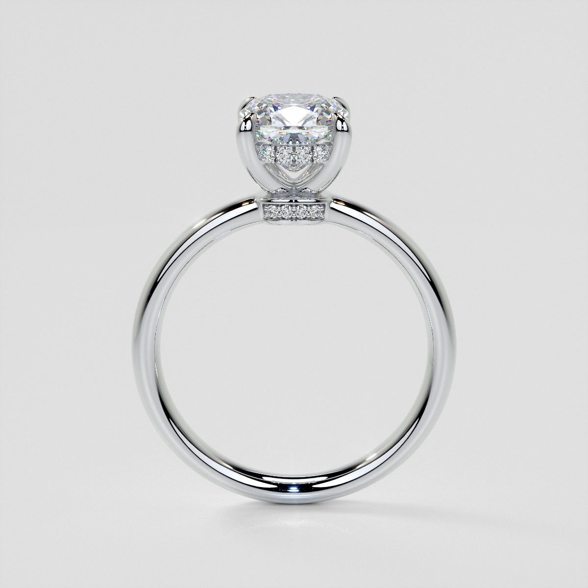 Cushion Cut Hidden Halo Engagement Ring