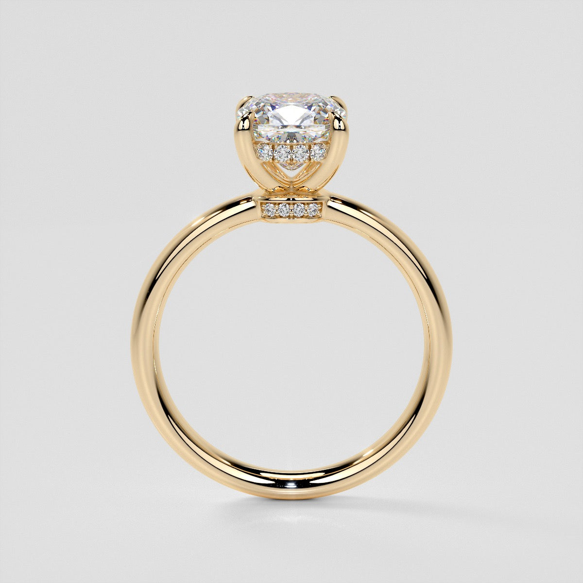 Cushion Cut Hidden Halo Engagement Ring