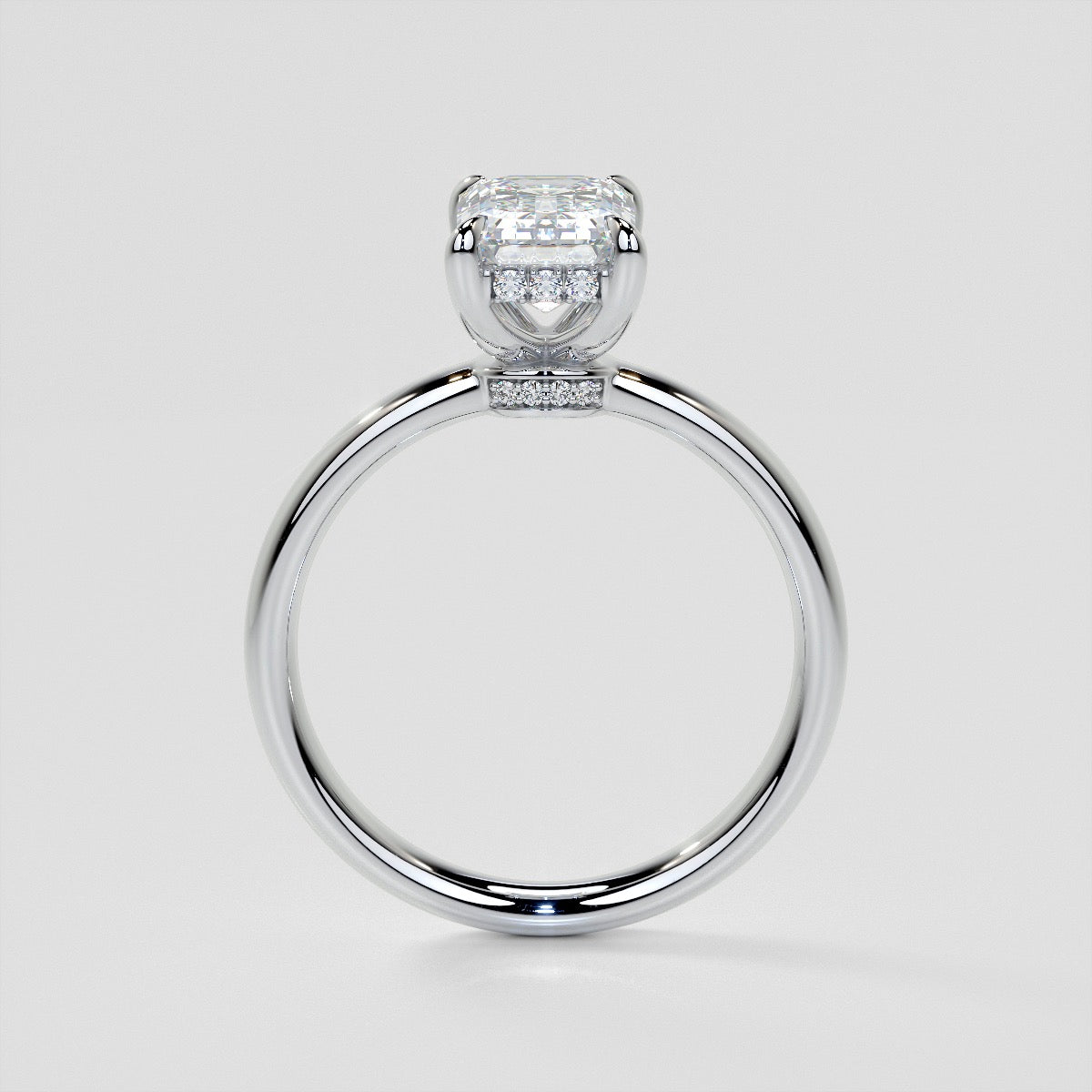 Emerald Cut Hidden Halo Engagement Ring