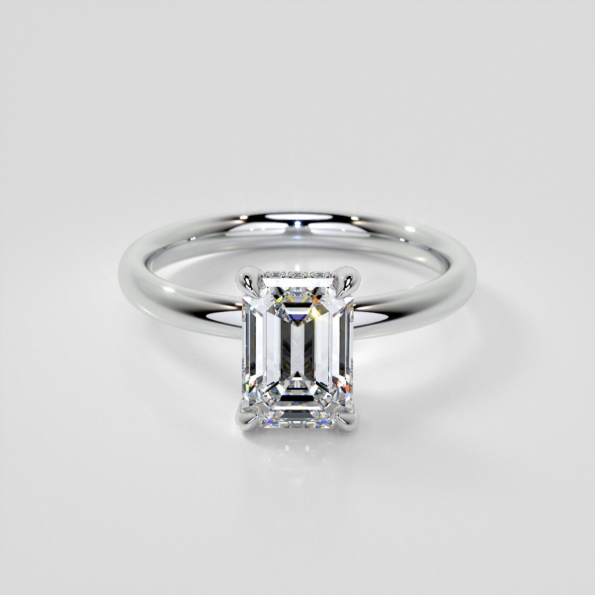 Emerald Cut Hidden Halo Engagement Ring