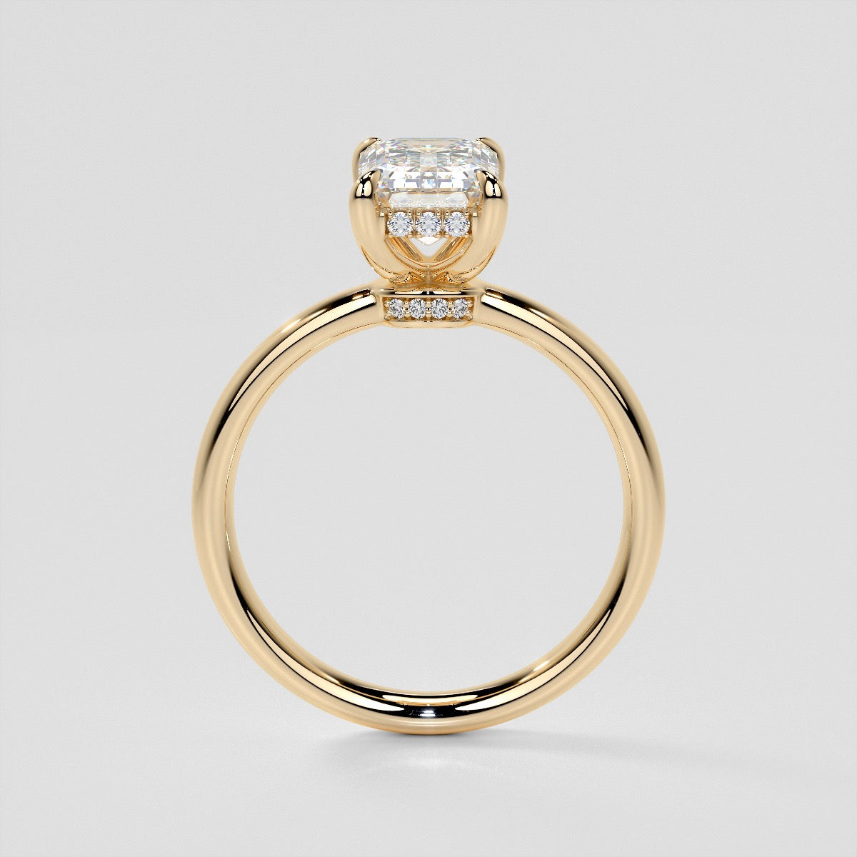 Emerald Cut Hidden Halo Engagement Ring