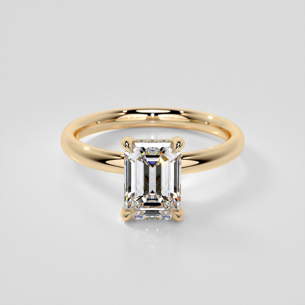 Emerald Cut Hidden Halo Engagement Ring