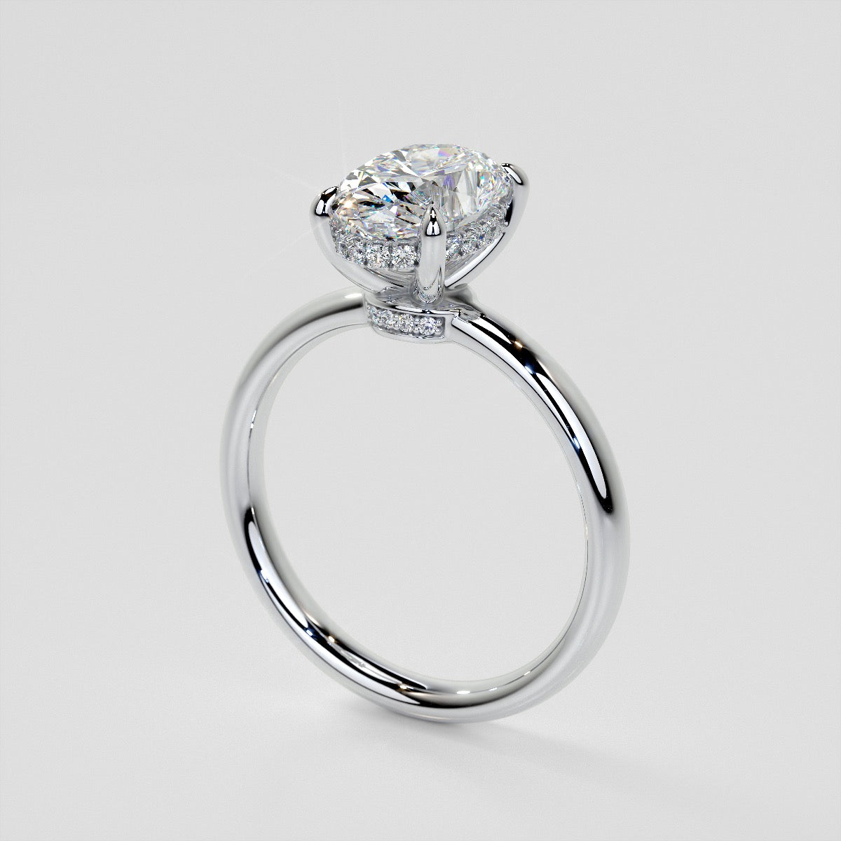 Oval Cut Hidden Halo Engagement Ring