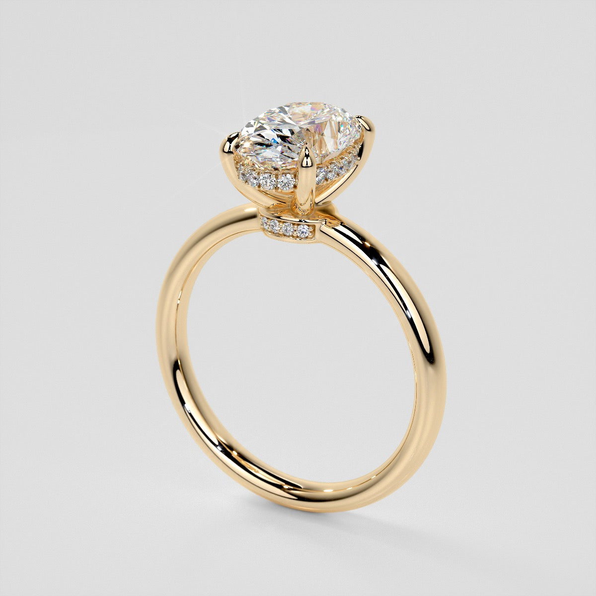 Oval Cut Hidden Halo Engagement Ring