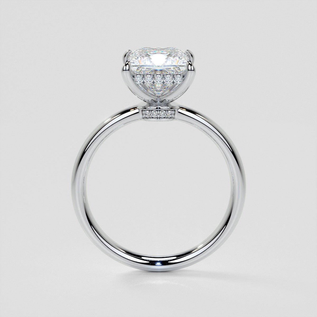 Lab Grown Diamond Princess Cut Hidden Halo Engagement Ring