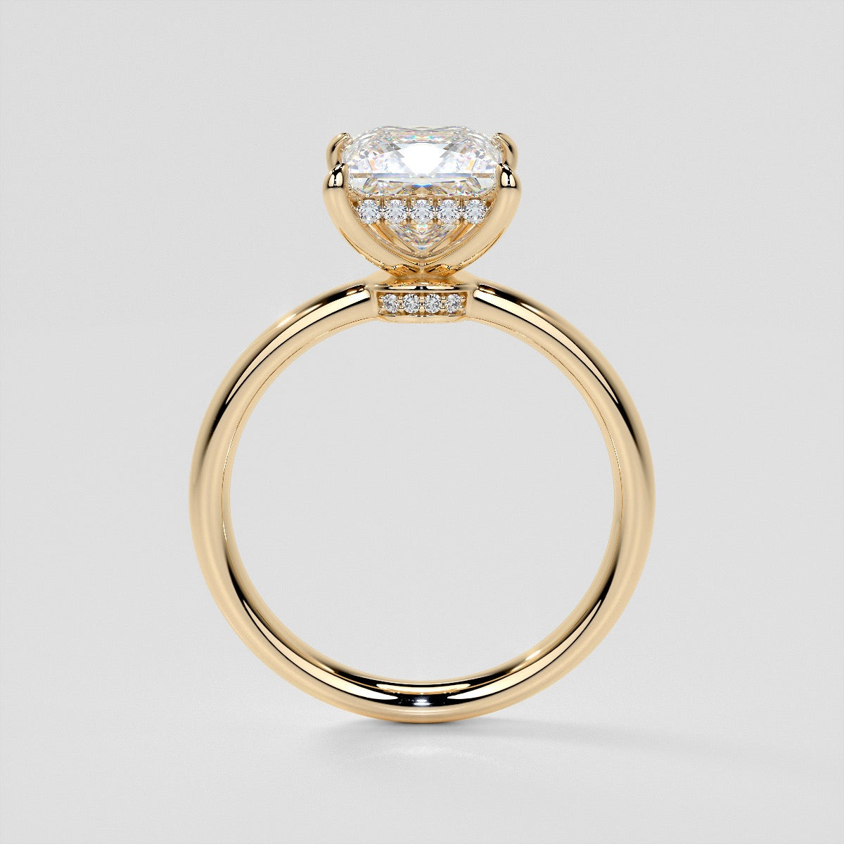 Lab Grown Diamond Princess Cut Hidden Halo Engagement Ring