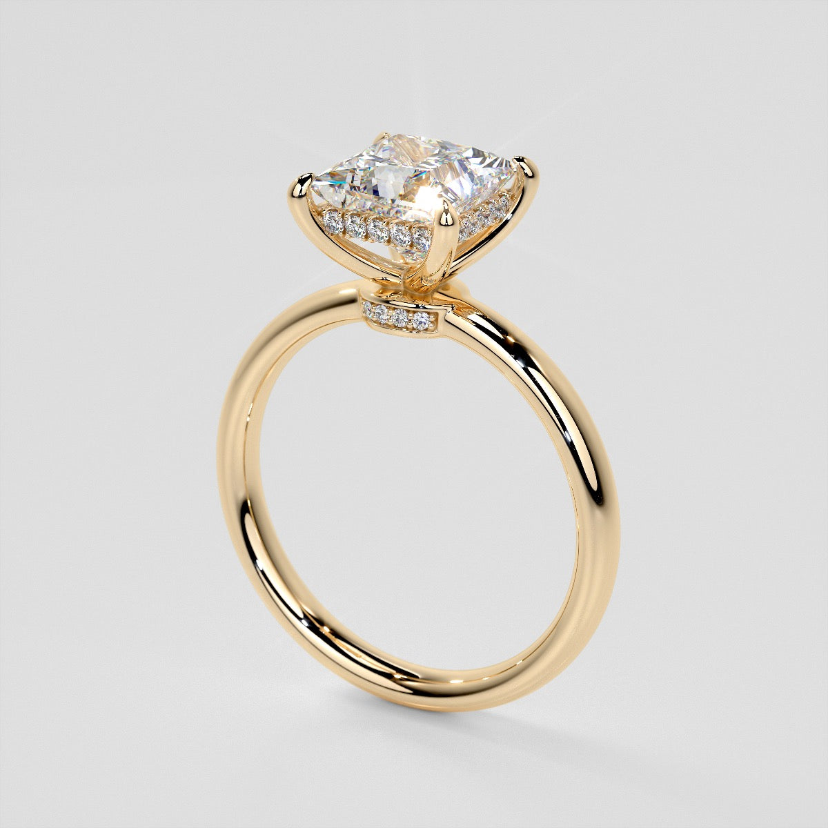 Princess Cut Hidden Halo Engagement Ring
