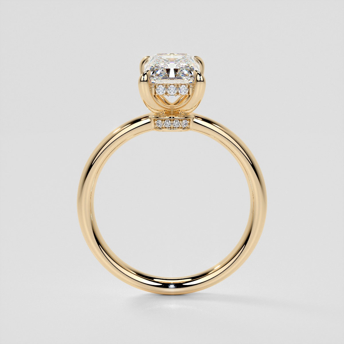 Lab Grown Diamond Radiant Cut Hidden Halo Engagement Ring