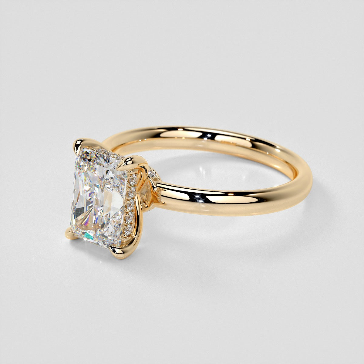 Lab Grown Diamond Radiant Cut Hidden Halo Engagement Ring