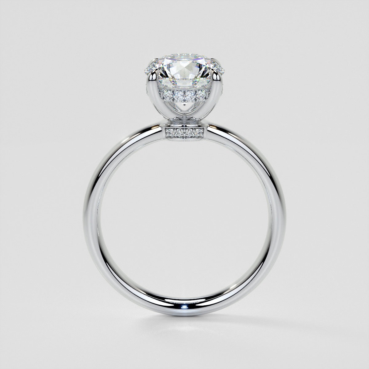 Round Cut Hidden Halo Engagement Ring