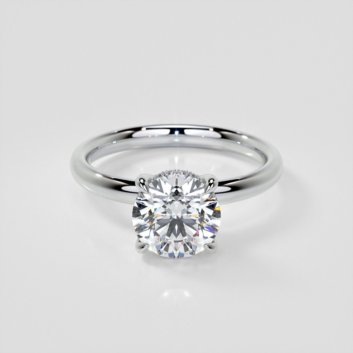 Round Cut Hidden Halo Engagement Ring
