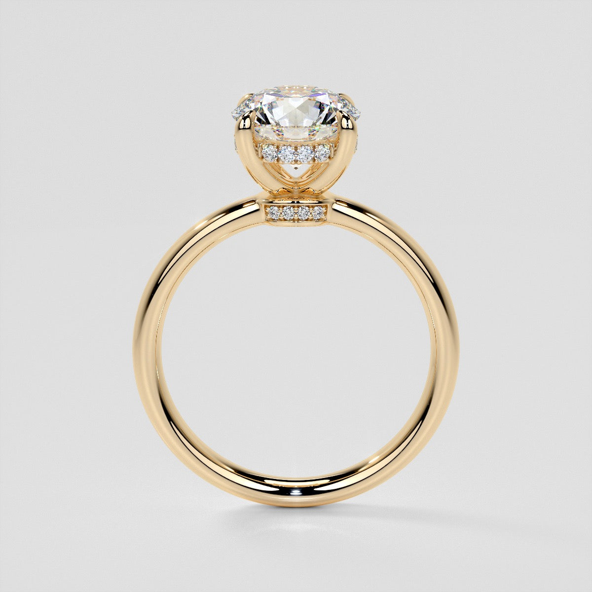 Lab Grown Diamond Round Cut Hidden Halo Engagement Ring