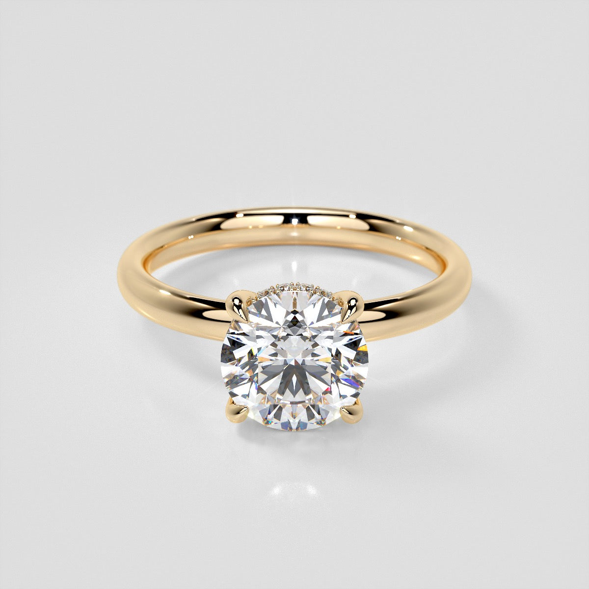 Lab Grown Diamond Round Cut Hidden Halo Engagement Ring