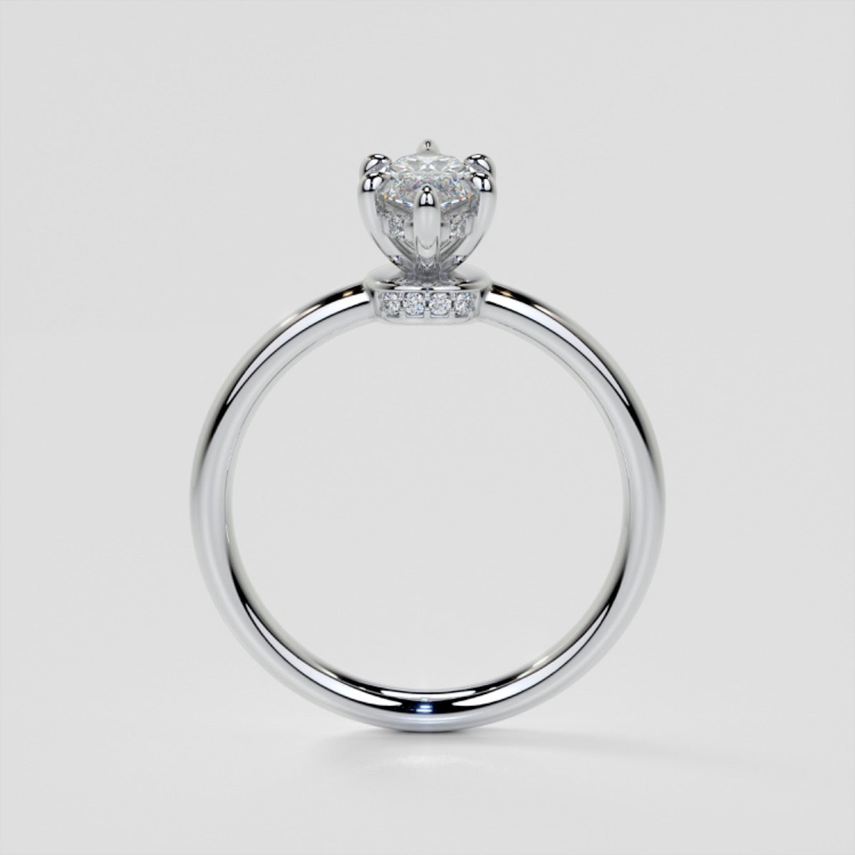 Lab Grown Diamond Marquise Cut Hidden Halo Engagement Ring