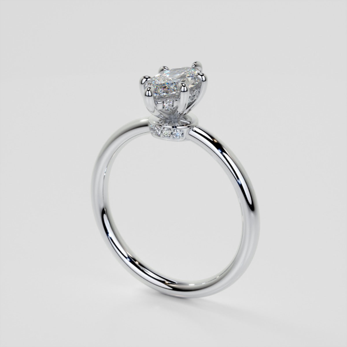 Marquise Cut Hidden Halo Engagement Ring
