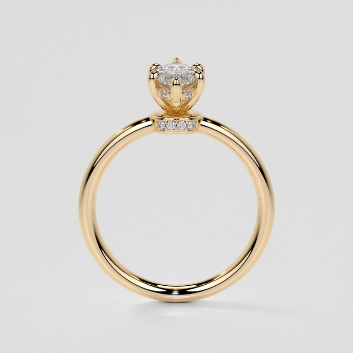 Marquise Cut Hidden Halo Engagement Ring