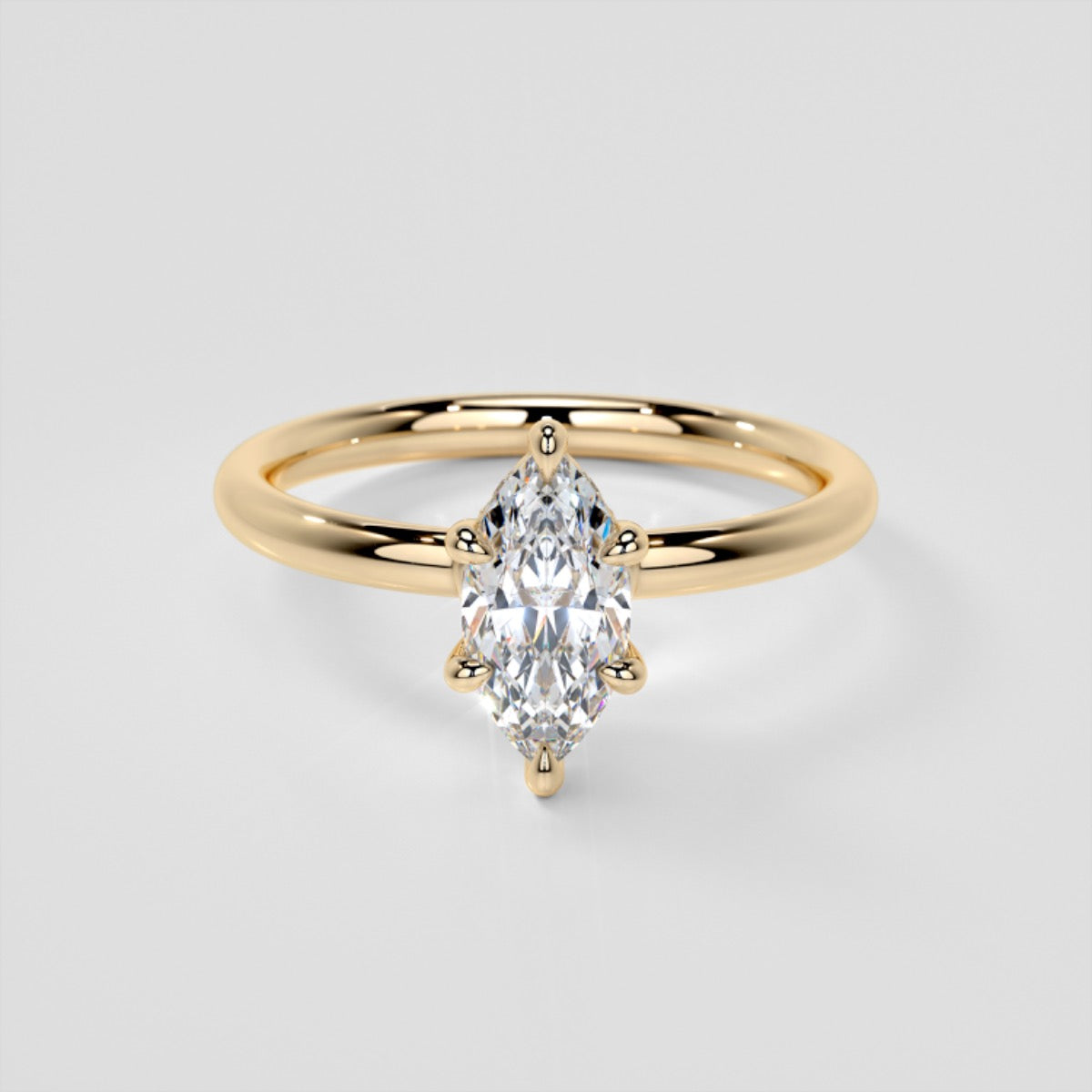 Lab Grown Diamond Marquise Cut Hidden Halo Engagement Ring