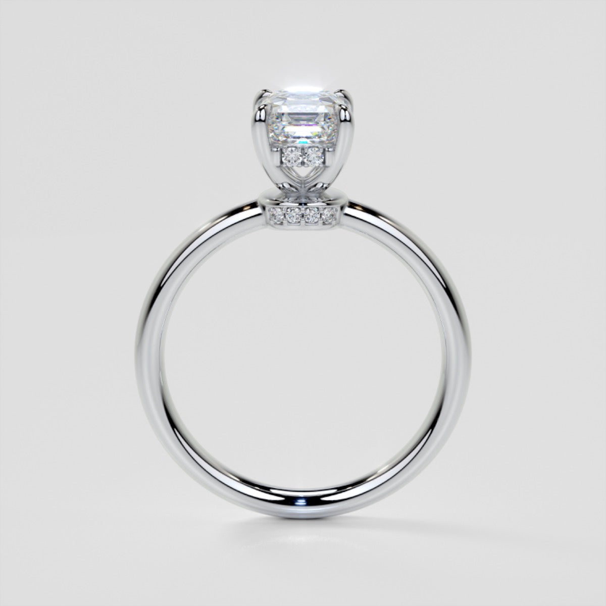 Asscher Cut Hidden Halo Engagement Ring